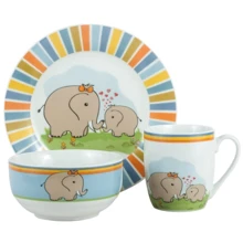 Набір дитячого посуду на 1 персону з 3 предметів Limited Edition Elephants (HYT17174): Матеріал кераміка