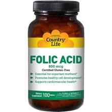 Country Life Folic acid 800 mcg Фолиевая кислота 100 таблеток: Тип Витамин B