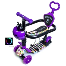 Самокат Scooter "Божья коровка" 5in1. Violet Flowers (многофункциональный, с бортиком): Количество колес 3