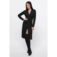 Платье FashionUp PL-1795A 42 черное повседневное удлиненное миди: Состав Вискоза, Полиэстер, Эластан