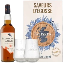 Виски односолодовый Talisker Saveurs d`Ecosse 10 лет в подарочной упаковке + 2 стакана 45.8% 0.7 л (EV5000281074184): Объем, л 0.7