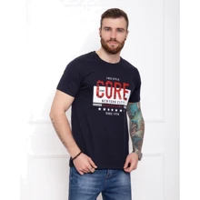 Футболка ISSA PLUS GN4-34 S темно-синя з принтом: Вид Футболки