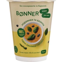 Каша Bonner кус-кус изюм и базилик 60г: Тип Каши безмолочные
