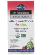 Garden of Life Attention and Focus Улучшение памяти и работы мозга у детей со вкусом арбуза и ягод 60 жевательных таблеток: Форма выпуска Таблетки жевательные