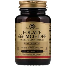 Solgar Folate (As Metafolin), 400 mcg, 100 Tab Фолієва кислота, Метафолін: Тип вітамін B
