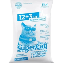 Наполнитель Super Cat стандарт древесный в экономичной упаковке 12+3кг (4820152564399): Вид Древесный