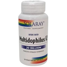 Solaray Multidophilus 12 20 Billion CFU 50 Coated Vegcaps Пробиотики: Тип Пробиотики