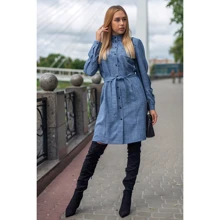 Платье FLFashion Хоо ХПХ 3253 52 синее повседневное до середины бедра: Состав Лен