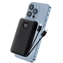 Внешний аккумулятор WIWU Power Bank 10000mAh Magnetic Wireless with Cable USB-C + Lightning Black (JC-15): Количество USB 1