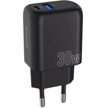 Зарядний пристрій Proove Wall Charger USB-C+USB Silicone Power Plus 30W Black: Особливості Быстрая зарядка, Power Delivery (PD), USB-C