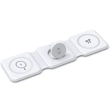 Зарядное устройство WIWU Wireless Charger Foldable MagSafe 3in1 15W M6 White for iPhone 16 I 15 I 14 I 13 I 12 series, Apple Watch: Особенности Для Apple Watch, Быстрая зарядка, MagSafe