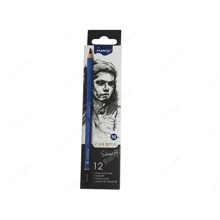 Карандаши угольные Marco 1040M-12CB Chroma, Medium-средний, шестигранные, 12 шт: Тип Простые