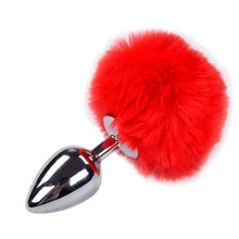 Металлическая анальная пробка Кроличий хвостик Alive Fluffly Plug L Red: Для кого Для женщин