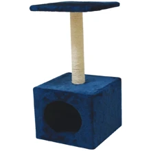 Когтеточка Croci Hamburg blue столбик на подставке-домик 30х30х60 см синяя (C6020600): Высота столбика 60 см