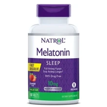 Natrol Melatonin 10 mg Мелатонин со вкусом клубники 100 таблеток: Форма выпуска Таблетки