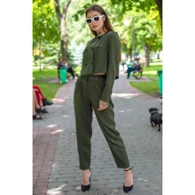 Костюм брючный FLFashion Бумеранг ХКБ 3144 44 зеленый: Сезон Демисезон