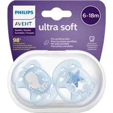 Пустышка Philips AVENT Ultra Soft для мальчиков 6-18 мес 2 шт (SCF223/03): Возраст старше 6 месяцев
