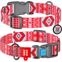 Ошейник WAUDOG Nylon с QR-паспортом, рисунок "Этно красный", пластиковый фастекс 15 мм 23-35 см красный (4665): Производитель WAUDOG