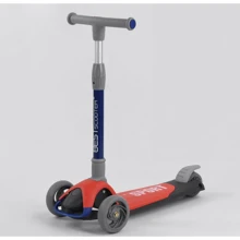 Самокат трехколесный Best Scooter складной алюминиевый руль, 3 колеса PU со светом Black/Red (102031): Количество колес 3