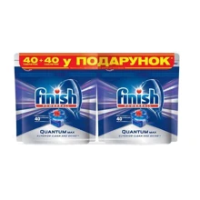 Таблетки для посудомоечных машин FINISH Quantum 40 шт. + 40 шт. (4820108001657): Назначение Для серебра, Для стекла, Для всех видов посуды