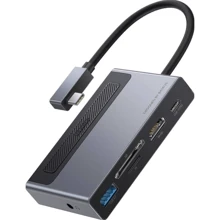 Адаптер Baseus Adapter Magic USB-C to USB-C+USB3.0 HDMI+SD+3.5mm Gray (CAHUB-DA0G): Колір сірий