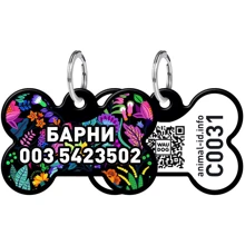 Адреснік WAUDOG Smart ID з QR-паспортом, малюнок "Чарівні квіти", кістка, 31х21 мм, чорний (0631-0089-01-gr): Виробник WAUDOG