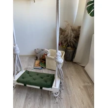 Дерев'яні гойдалки Infancy Казка на товстих канатах з зеленою подушкою: Тип подвесные качели