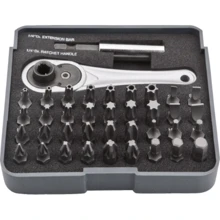 Биты Neo Tools набор 38шт 1/4" битодержатель трещотка SL,PH,PZ,H,T,TT 25мм сталь S2 кейс: Назначение набора универсальный
