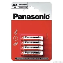 Батарейка Panasonic RED ZINK R03 BLI 4 ZINK-CARBON (R03REL/4BP): Тип батарейка ААА