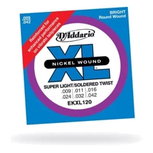 Струна для гитар Струны D`ADDARIO EKXL120 XL SUPER LIGHT REINFORCED (9-42): Тип Комплект струн