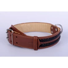 Ошейник Collar двойной с вплетенной косой (ш 45мм, д 56-68см) коричневый: Производитель Collar