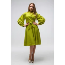 Платье FLFashion Иллюзия ТПИ 2771 44 зеленое повседневное удлиненное миди: Состав Полиэстер