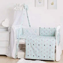 Постельный комплект 8 эл. Twins Premium Glamour 4029-TG-14R, Кролики mint, мятный: Тип постельный комплект