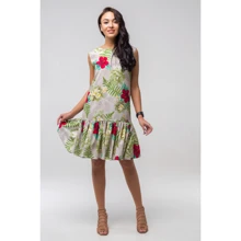 Платье FLFashion Эллочка ППЭ 2331 50 бежевое повседневное до середины бедра: Состав Спандекс, Полиэстер