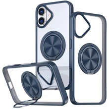 Чехол для iPhone Mobile Case TPU+PC Metal Ring with MagSafe Blue for iPhone 16: Цвет синий