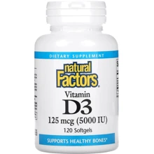 Natural Factors Vitamin D3 Витамин D3 5000 МО 120 гелевых капсул: Тип Витамин D