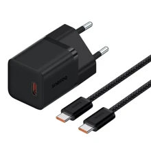 Зарядное устройство Baseus USB-C Wall Charger GaN5 mini 1C 30W with USB-C Cable Black (P10110902113-00): Особенности Быстрая зарядка, USB-C