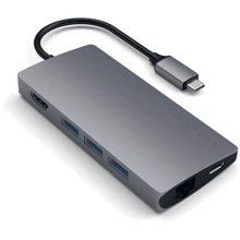 Адаптер Satechi Adapter USB-C to USB-C+RJ45+HDMI+3xUSB3.0 Space Grey (ST-TCMA2M): Колір сірий