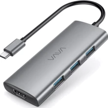 Адаптер VAVA Adapter USB-C to USB-C+HDMI+3xUSB3.0+USB-C+SD (VA-UC017): Колір серый