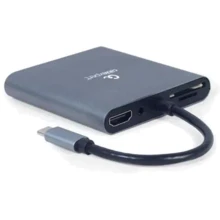 Адаптер Cablexpert Adapter USB-C to USB+HDMI+VGA+3.5mm+SD+microSD (A-CM-COMBO6-01): Колір серый