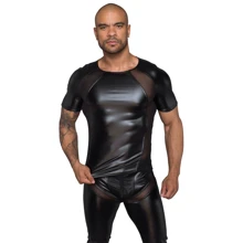 Мужская футболка Noir Handmade H056 Men's T-shirt made of powerwetlook Вlack, M: Для кого Для мужчин