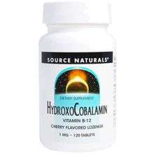 Source Naturals Hydroxocobalamin Vitamin B12 1 mg Гидроксокобаламин Витамин B12 вкус вишни 120 таблеток: Тип Витамин B
