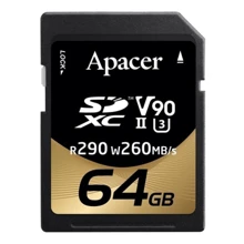 Карта памяти Apacer 64GB SDXC Class 10 UHS-II U3 (AP64GSDXC10V9-R): Тип карты SDXC