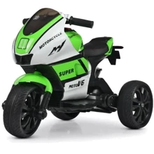Детский электромотоцикл 3 колесный Bambi Racer Yamaha бело-зеленый (M 4135EL-1-5): Вид мотоцикл