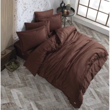 Комплект постільної білизни Hobby Exclusive Sateen Diamond Cizgili сатин євро шоколадний (60927_2,0): Матеріал сатин