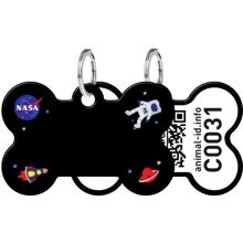 Адреснік WAUDOG Smart ID з QR-паспортом, малюнок "NASA", кістка, 38х25 мм, чорний (0638-0047-01): Виробник WAUDOG