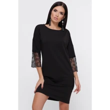 Платье FashionUp PL-1808A 42 черное повседневное до середины бедра: Состав Полиэстер, Хлопок