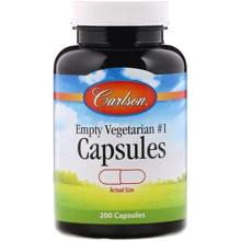 Carlson Labs Empty Vegetarian #1 200 Capsules Пустые вегетарианские капсулы №1: Форма выпуска Капсулы