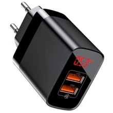 Зарядное устройство Baseus USB Wall Charger 2xUSB Mirror Lake Display Quick Charge 18W Black (CCJMHA-A01): Особенности Быстрая зарядка