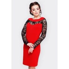 Платье FashionUp PL-1599B 42 красное повседневное до середины бедра: Состав Вискоза, Эластан
